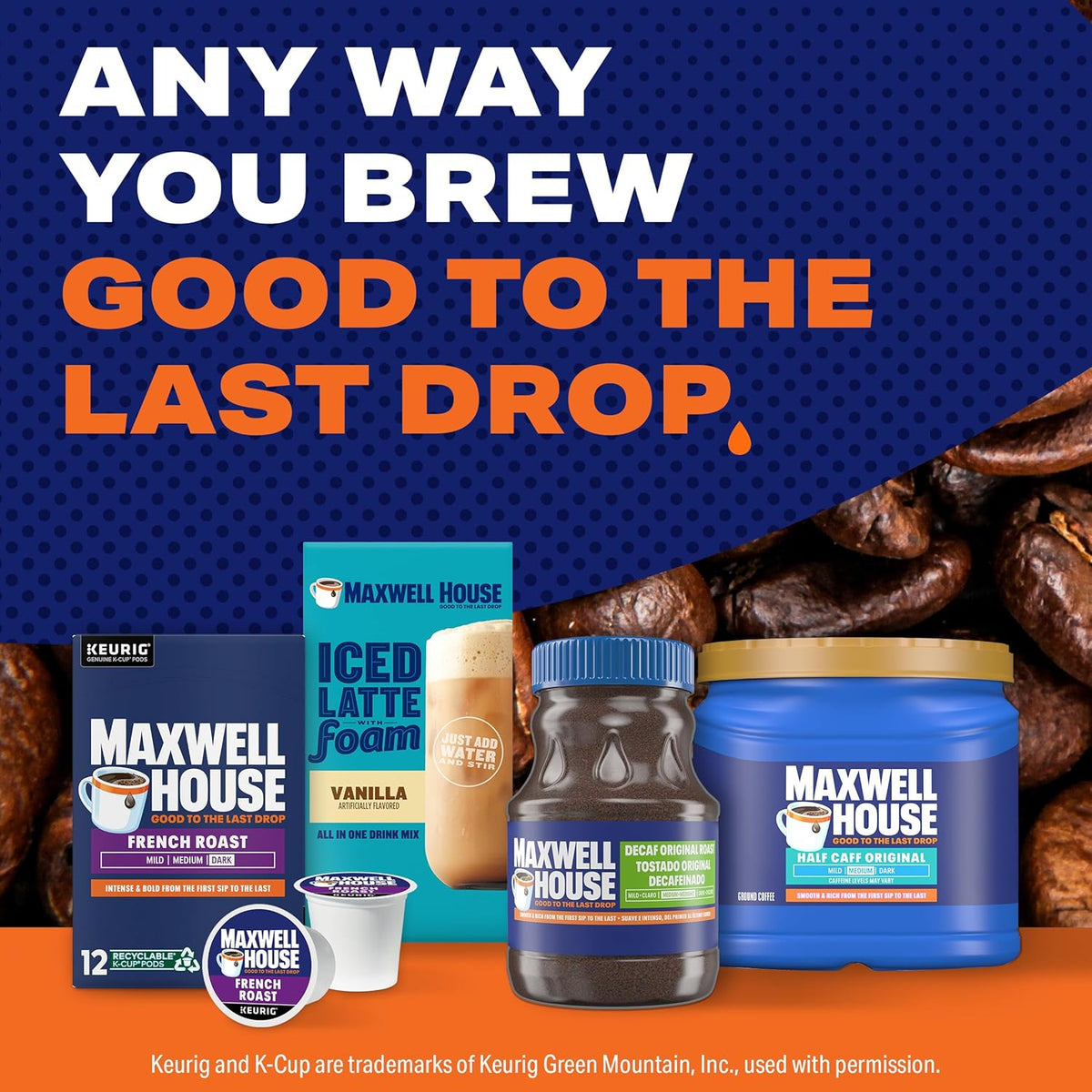 Maxwell House Half Caff Original Blend – Office Break Room Coffee for Steady Focus Between Meetings