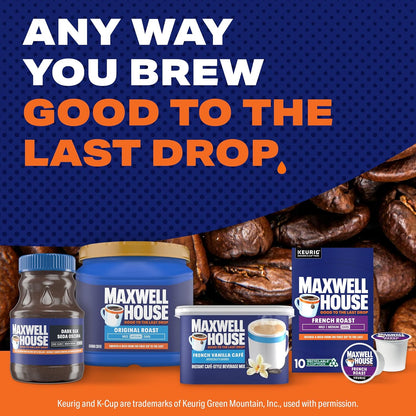 Maxwell House Instant French Vanilla Cafe Beverage Mix – Low-Caffeine Nighttime Coffee for a Calming Wind-Down Ritual