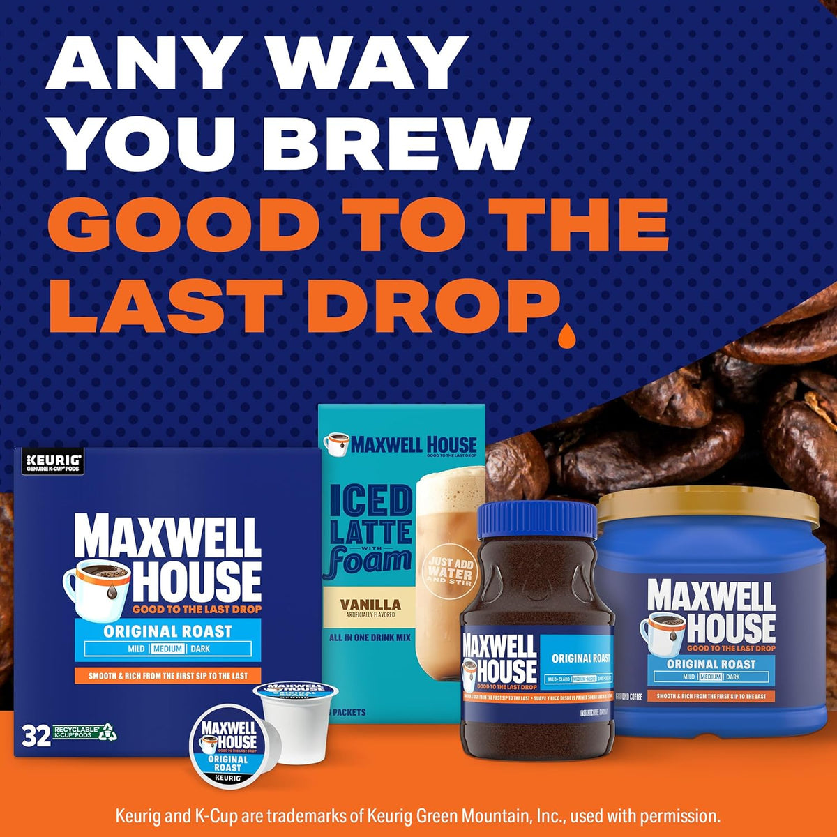 Maxwell House Original Roast K-Cup Coffee Pods for Shared Office Break Room, One-Touch Brewing That Keeps Teams Moving