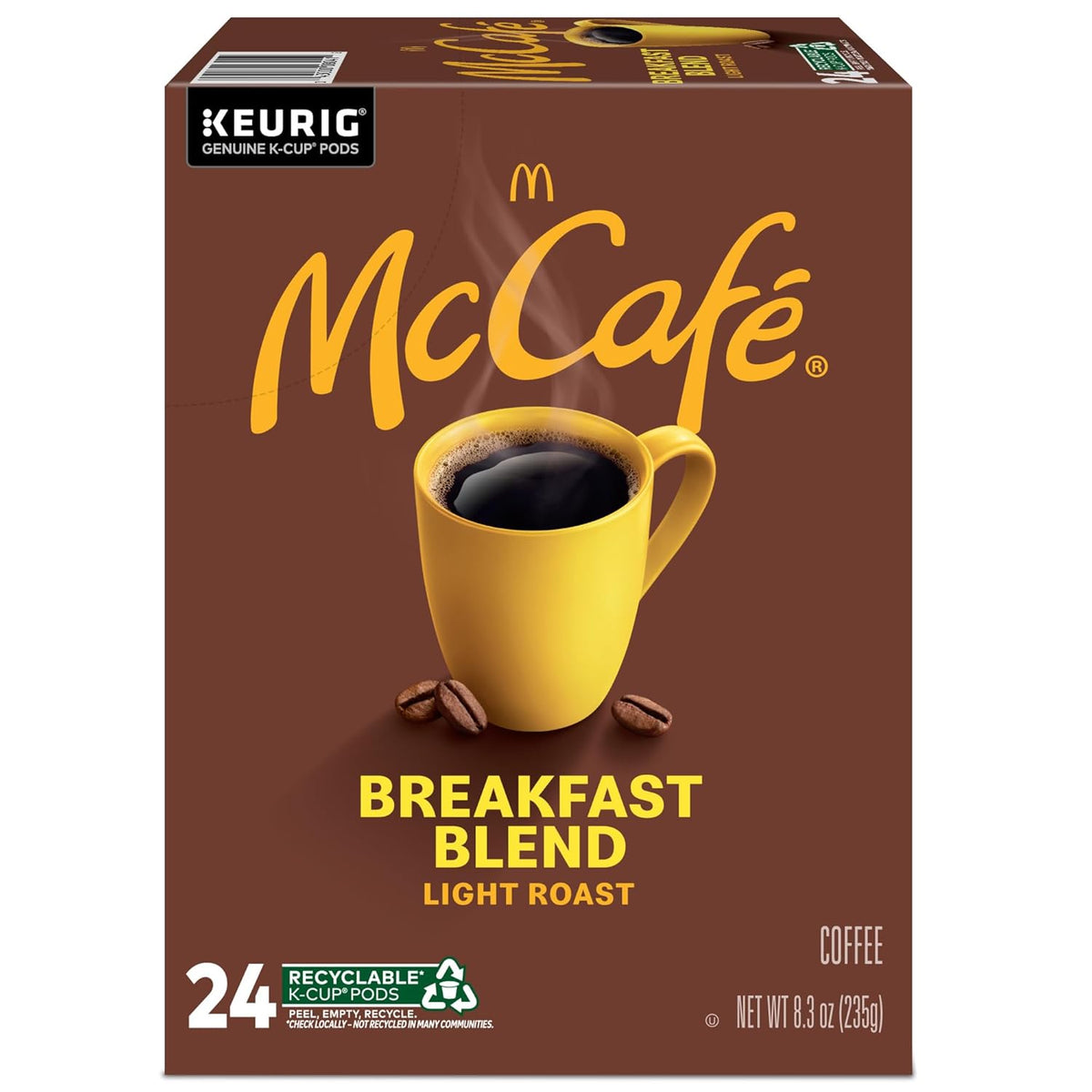 McCafe Breakfast Blend Light Roast Coffee, Effortless One-Touch Brewing for Intentional Minimalist Kitchen, 96 Count