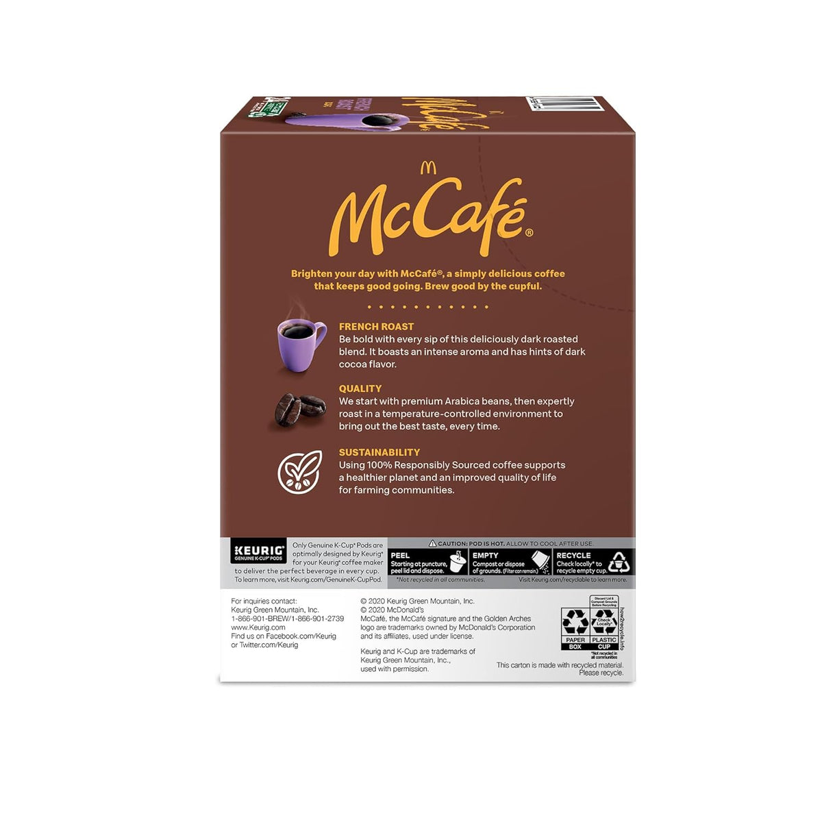 McCafe French Roast K-Cup Pods for Streamlined Coffee Station, Single-Serve Dark Roast Coffee for Effortless Brewing