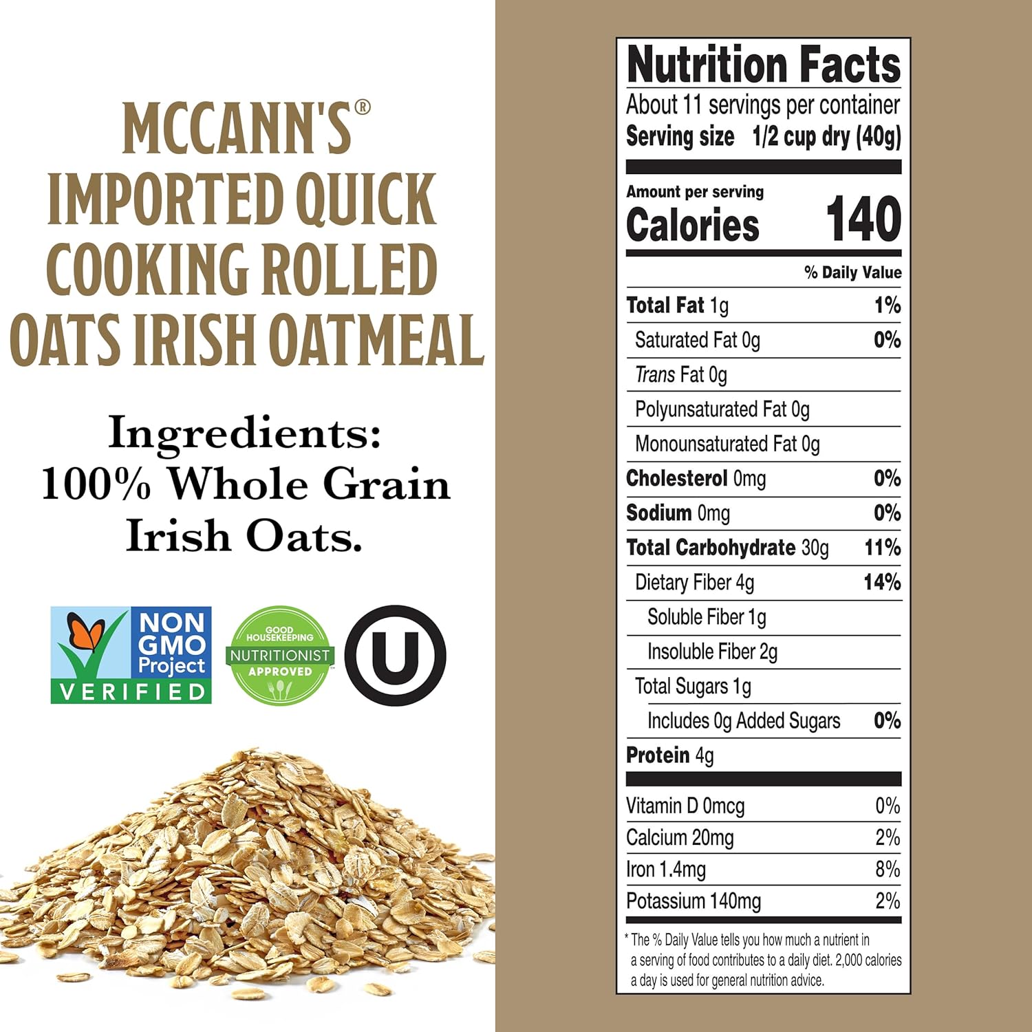 McCann's Steel Cut Oats 16 oz Tin Gourmet Pantry Gift for Housewarming, Birthday and Wellness-Seeking Recipients