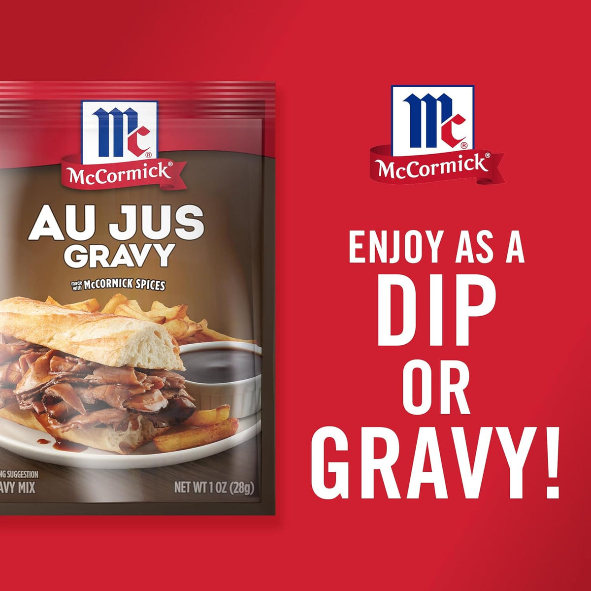 McCormick Au Jus Gravy Mix – Gourmet Brown Gravy for Elevated Holiday Roasts and Comfort Food, Pack of 4