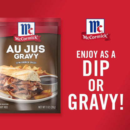 McCormick Au Jus Gravy Mix – Gourmet Brown Gravy for Elevated Holiday Roasts and Comfort Food, Pack of 4