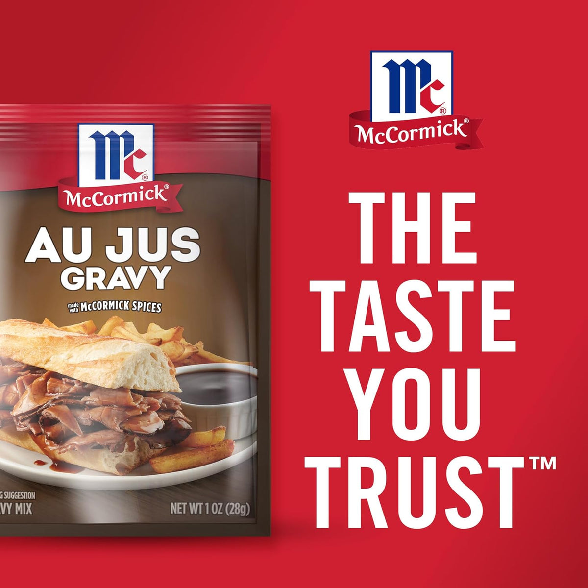 McCormick Au Jus Gravy Mix – Gourmet Brown Gravy for Elevated Holiday Roasts and Comfort Food, Pack of 4