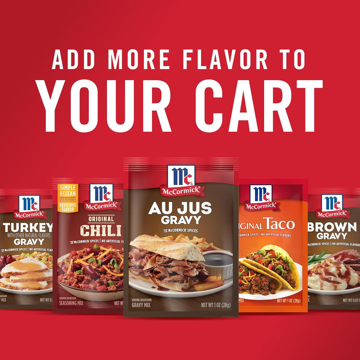 McCormick Au Jus Gravy Mix – Gourmet Brown Gravy for Elevated Holiday Roasts and Comfort Food, Pack of 4