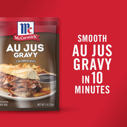 McCormick Au Jus Gravy Mix – Gourmet Brown Gravy for Elevated Holiday Roasts and Comfort Food, Pack of 4