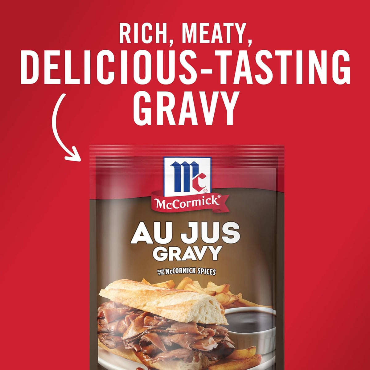 McCormick Au Jus Gravy Mix – Gourmet Brown Gravy for Elevated Holiday Roasts and Comfort Food, Pack of 4