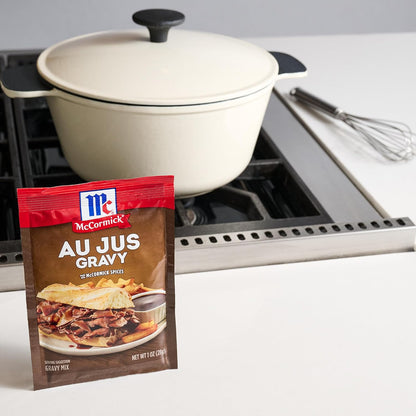 McCormick Au Jus Gravy Mix – Gourmet Brown Gravy for Elevated Holiday Roasts and Comfort Food, Pack of 4