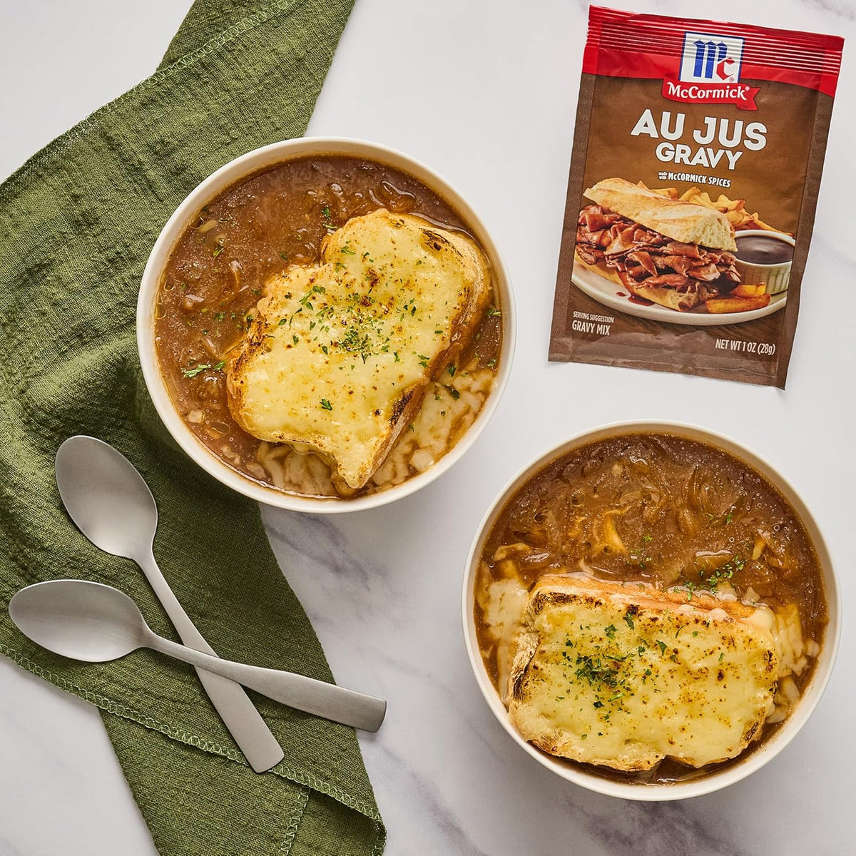McCormick Au Jus Gravy Mix – Gourmet Brown Gravy for Elevated Holiday Roasts and Comfort Food, Pack of 4