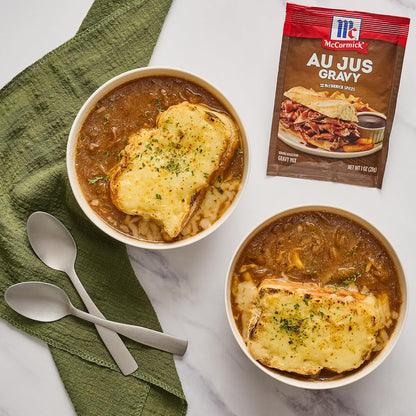 McCormick Au Jus Gravy Mix – Gourmet Brown Gravy for Elevated Holiday Roasts and Comfort Food, Pack of 4