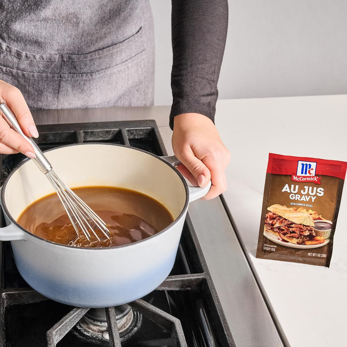 McCormick Au Jus Gravy Mix – Gourmet Brown Gravy for Elevated Holiday Roasts and Comfort Food, Pack of 4