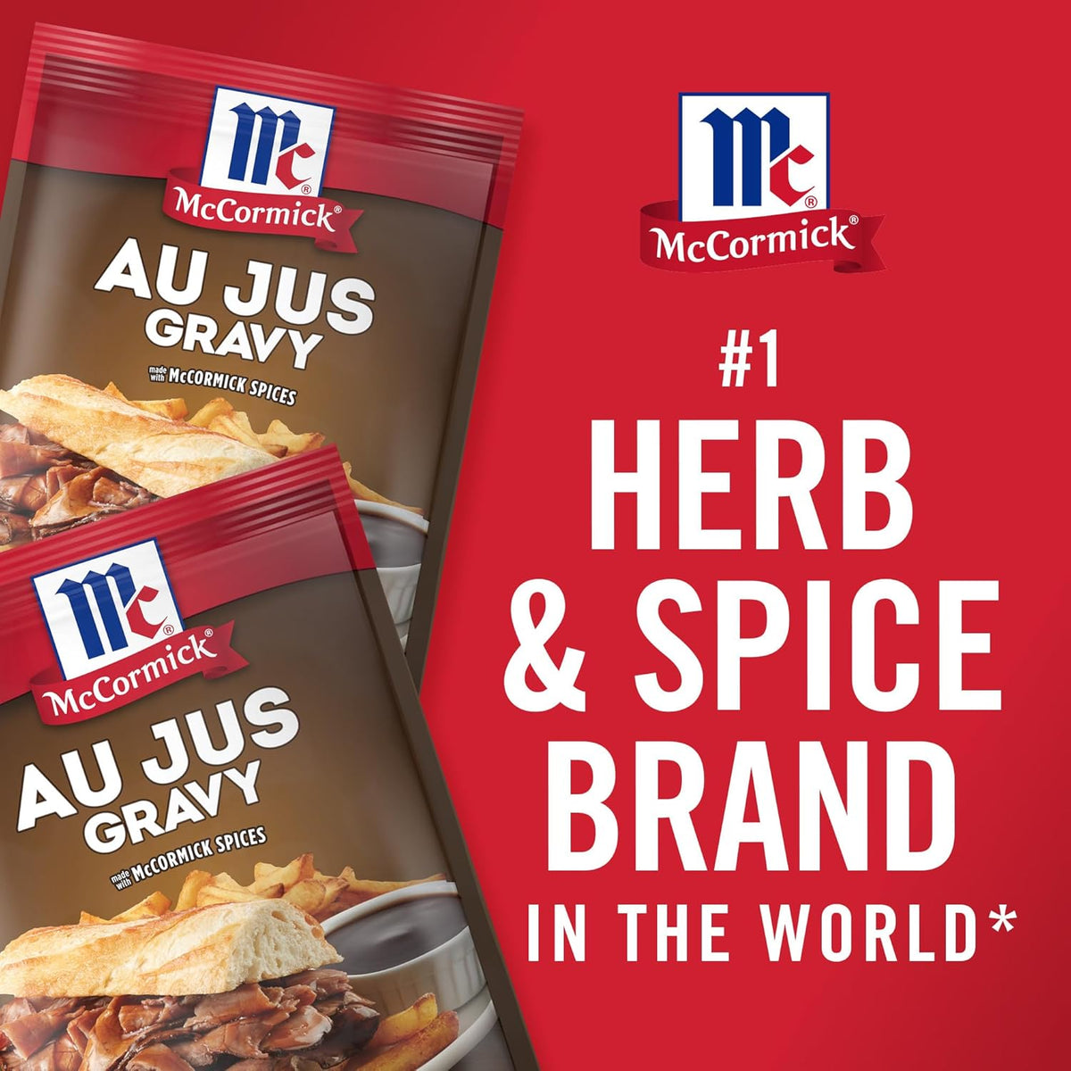 McCormick Au Jus Gravy Mix – Gourmet Brown Gravy for Elevated Holiday Roasts and Comfort Food, Pack of 4