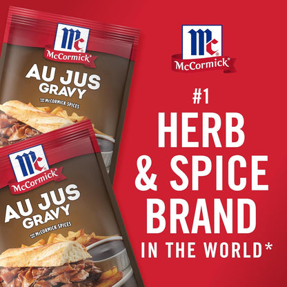 McCormick Au Jus Gravy Mix – Gourmet Brown Gravy for Elevated Holiday Roasts and Comfort Food, Pack of 4