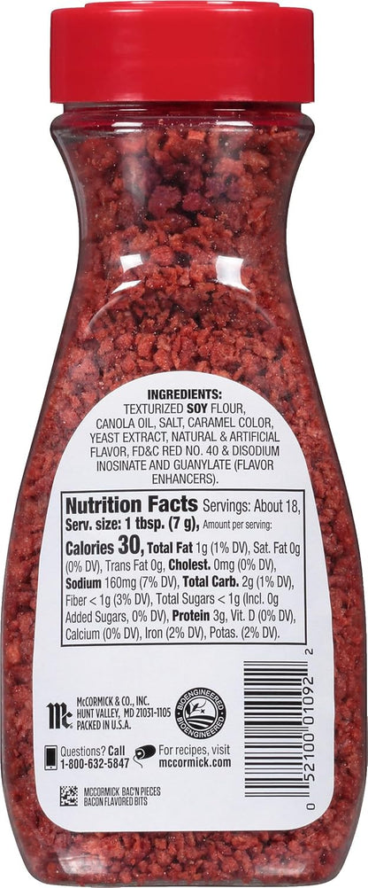 McCormick Bac'n Pieces Bacon Flavored Bits for Guilt-Free Vegetarian Weeknight Dinners, 4.4 oz