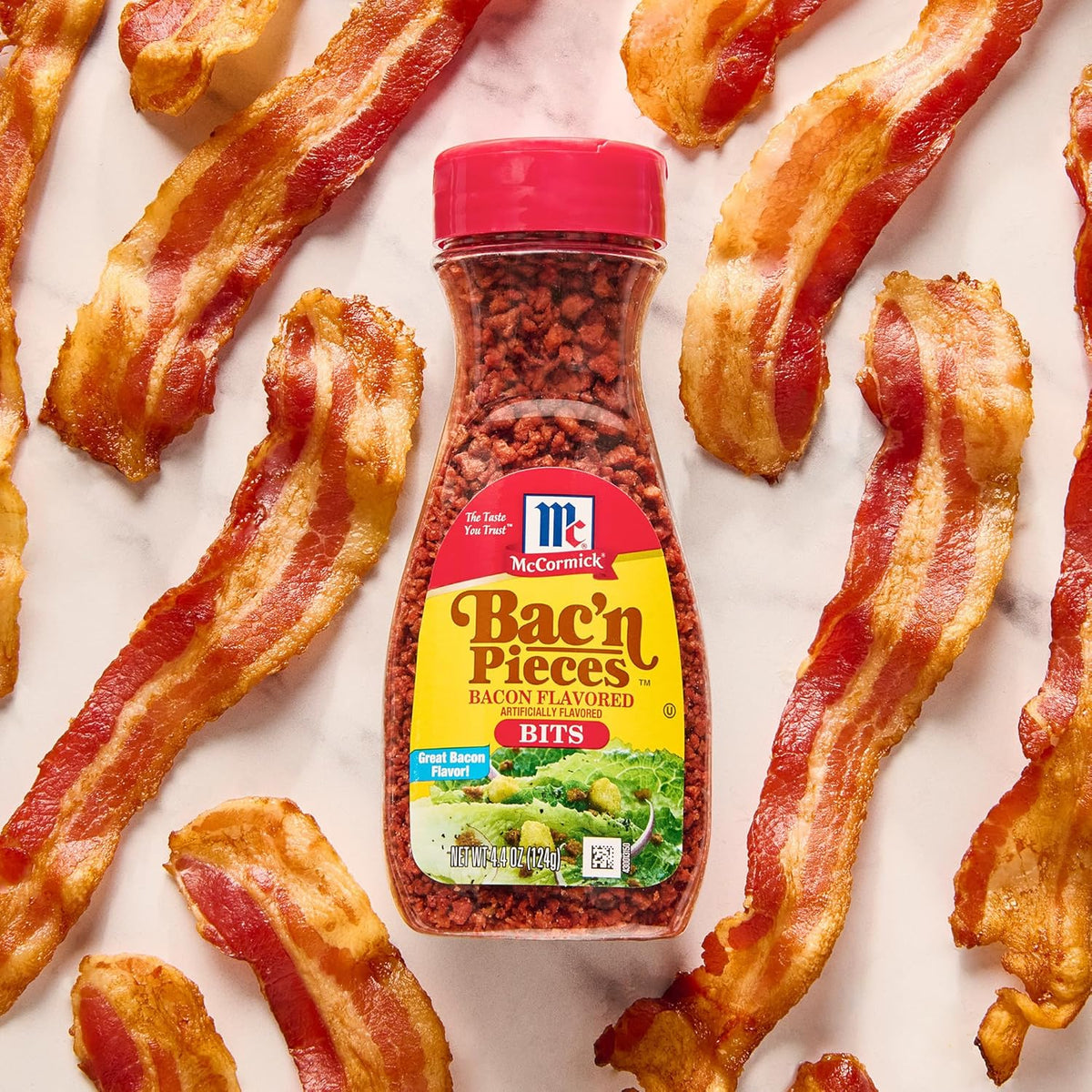 McCormick Bac'n Pieces Bacon Flavored Bits for Guilt-Free Vegetarian Weeknight Dinners, 4.4 oz