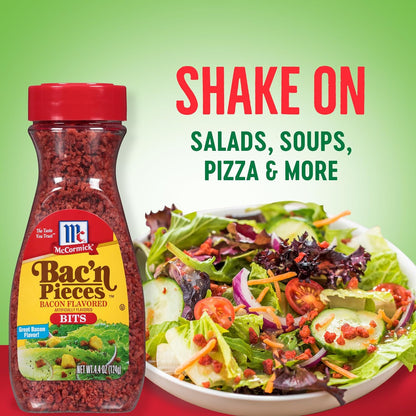 McCormick Bac'n Pieces Bacon Flavored Bits for Guilt-Free Vegetarian Weeknight Dinners, 4.4 oz