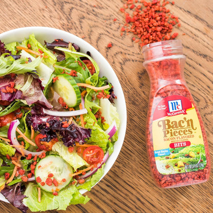 McCormick Bac'n Pieces Bacon Flavored Bits for Guilt-Free Vegetarian Weeknight Dinners, 4.4 oz