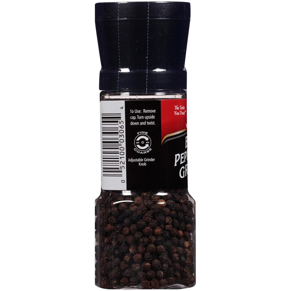 McCormick Black Peppercorn Grinder – No Refill Hassle for Daily Meal Routines, Built-In Grinder Top