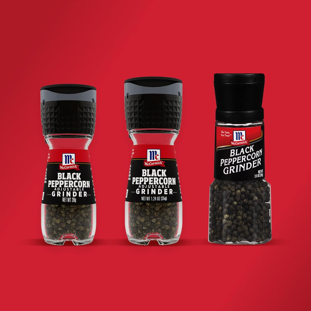 McCormick Black Peppercorn Grinder – No Refill Hassle for Daily Meal Routines, Built-In Grinder Top