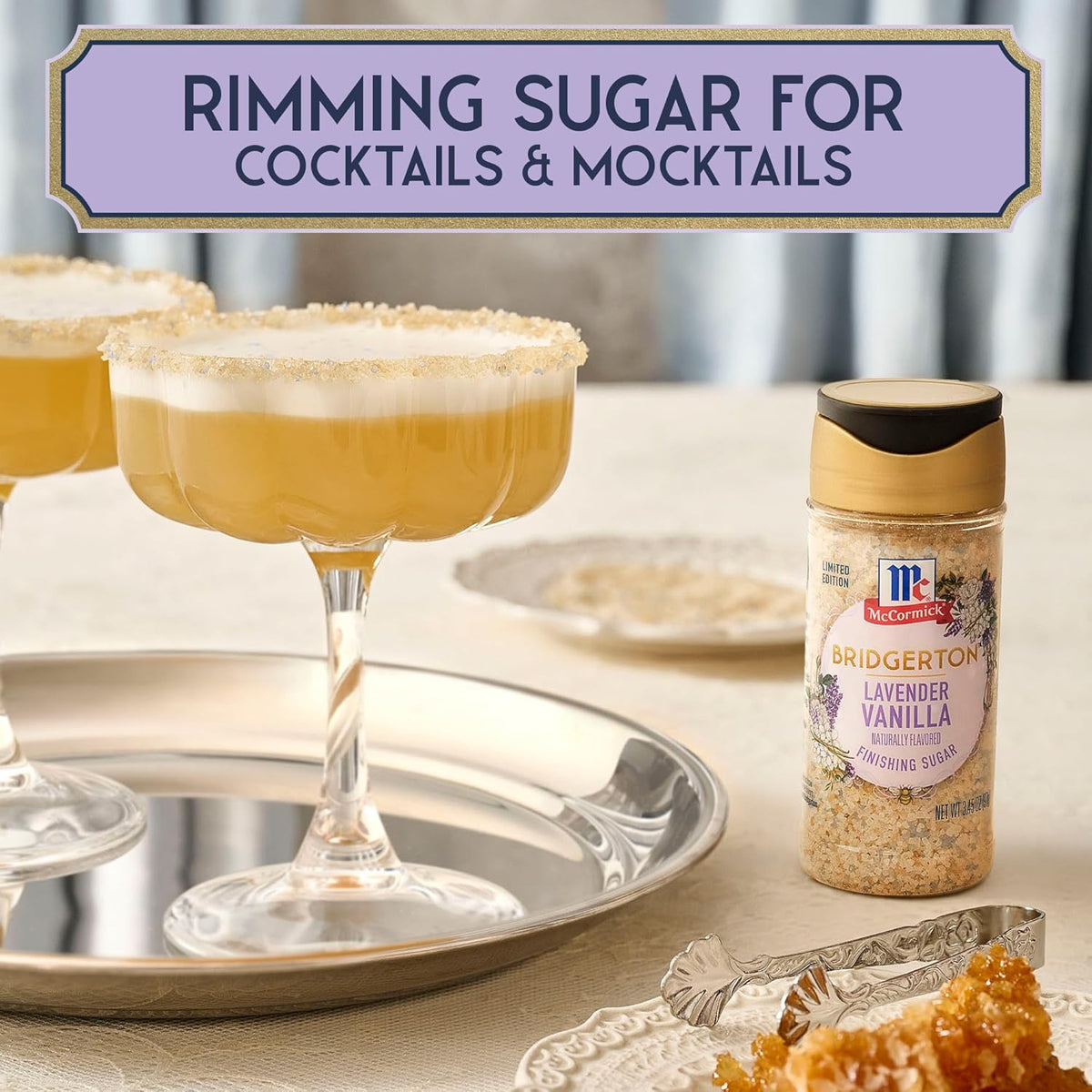 McCormick Bridgerton Finishing Sugar – Romantic Valentine's Day Gift for Period Drama Fans, Floral Vanilla Baking Garnish