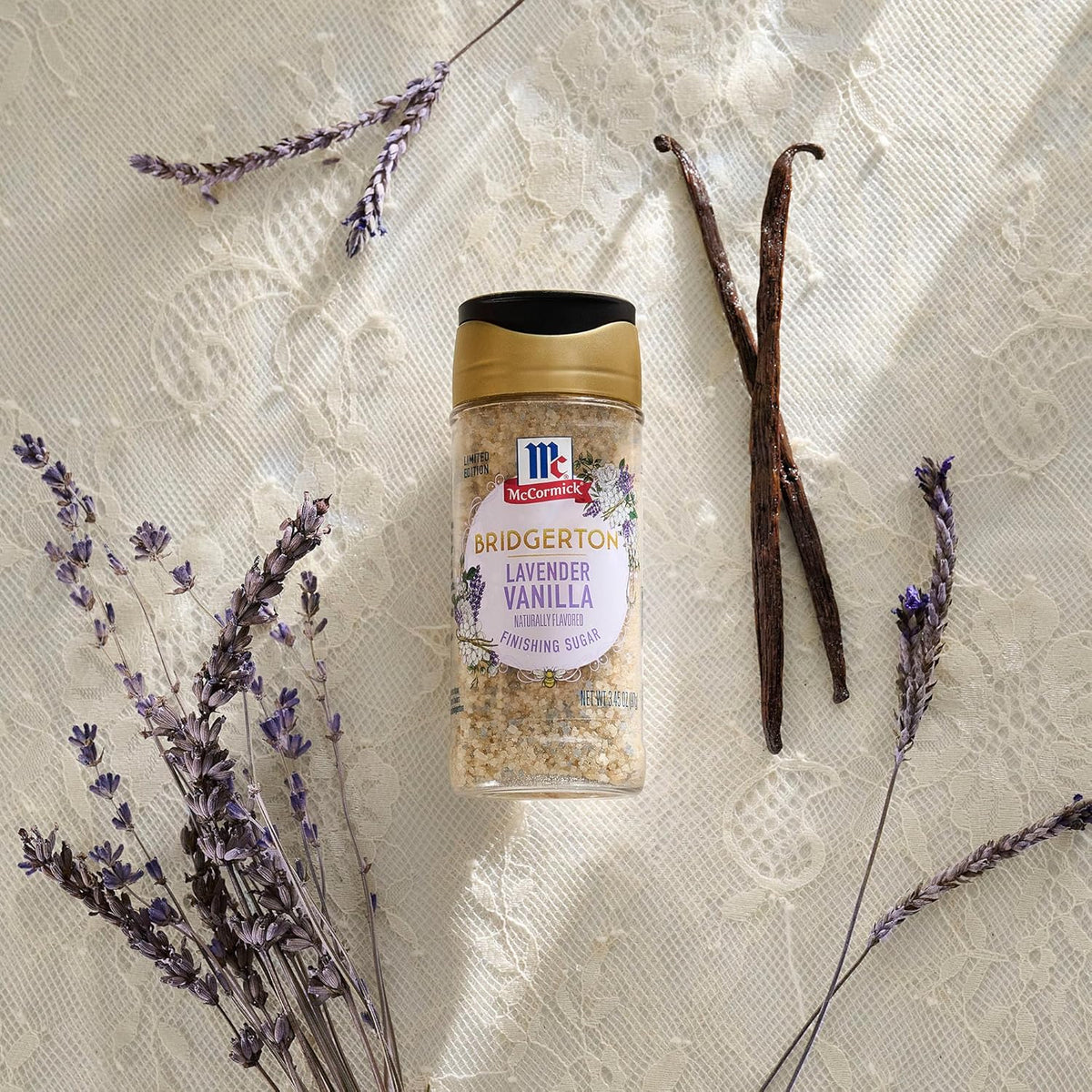 McCormick Bridgerton Finishing Sugar – Romantic Valentine's Day Gift for Period Drama Fans, Floral Vanilla Baking Garnish