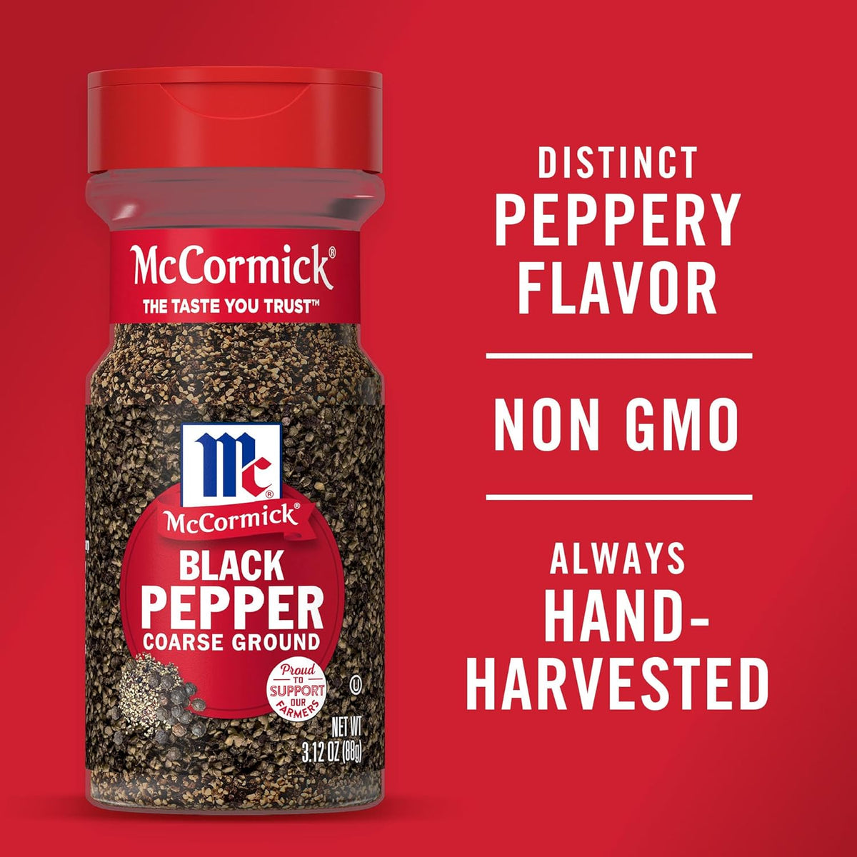 McCormick Coarse Ground Black Pepper – Non-GMO Gluten-Free Pantry Staple for Clean-Eating Meal Prep