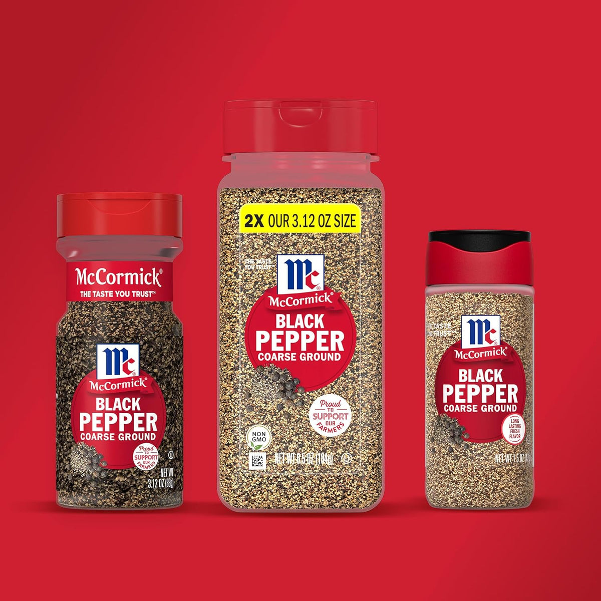 McCormick Coarse Ground Black Pepper – Non-GMO Gluten-Free Pantry Staple for Clean-Eating Meal Prep