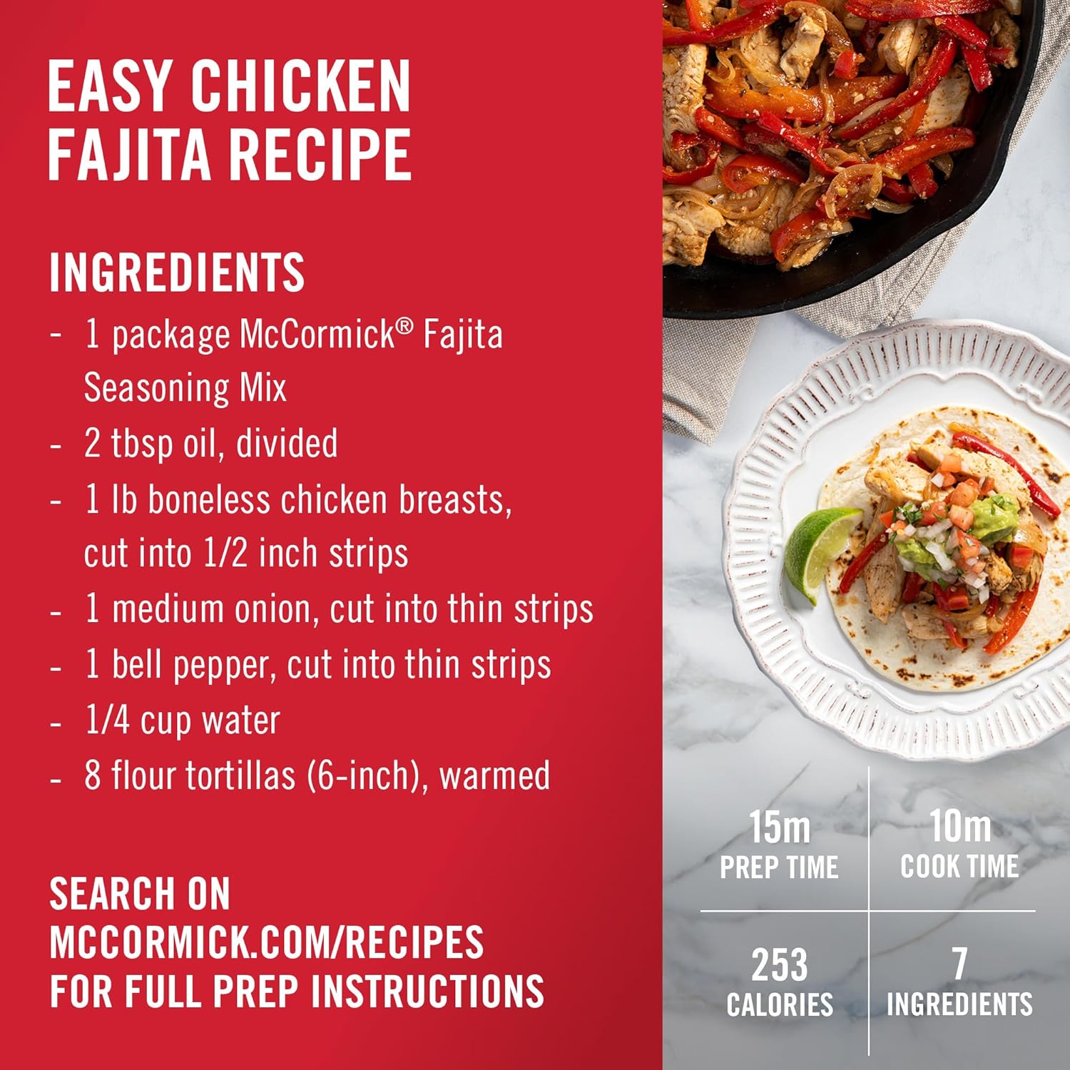 McCormick Fajita Seasoning Mix – Mild Spiced Dinner Helper for Busy Parents Cooking Chicken and Cheese Quesadillas