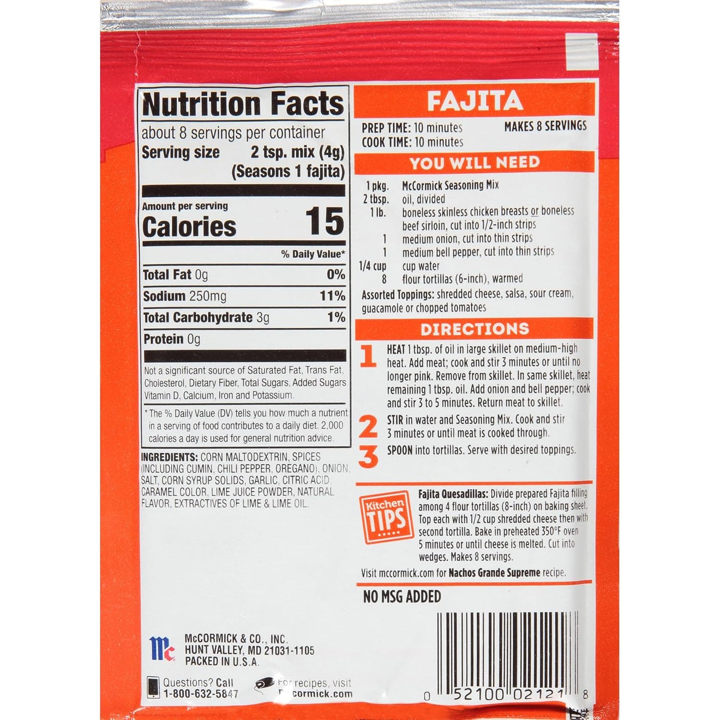 McCormick Fajita Seasoning Mix – Mild Spiced Dinner Helper for Busy Parents Cooking Chicken and Cheese Quesadillas