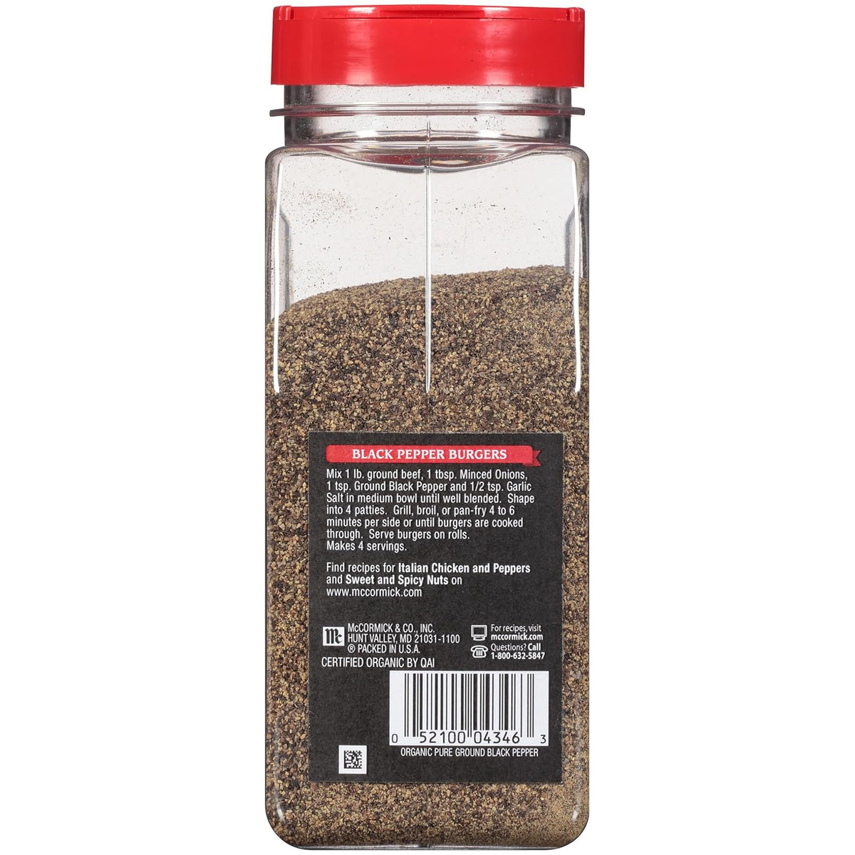McCormick Finely Ground Organic Pepper – Birthday Gift for Mom Who Loves Clean Cooking, 12 oz