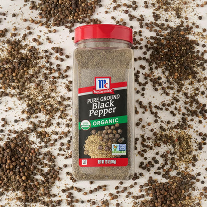 McCormick Finely Ground Organic Pepper – Birthday Gift for Mom Who Loves Clean Cooking, 12 oz