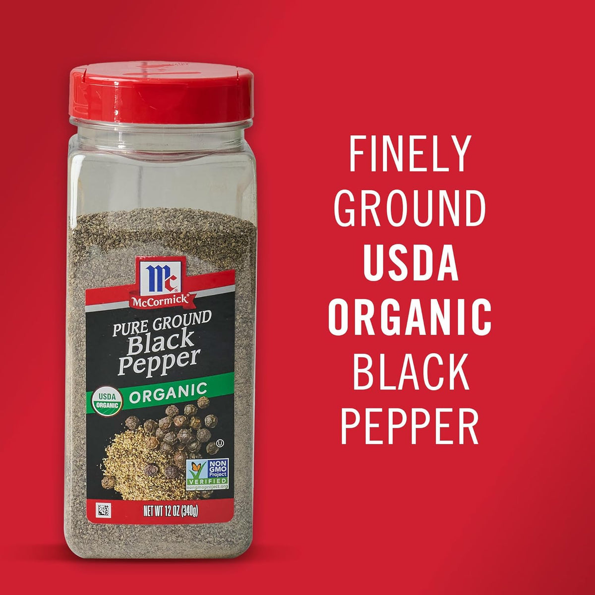 McCormick Finely Ground Organic Pepper – Birthday Gift for Mom Who Loves Clean Cooking, 12 oz