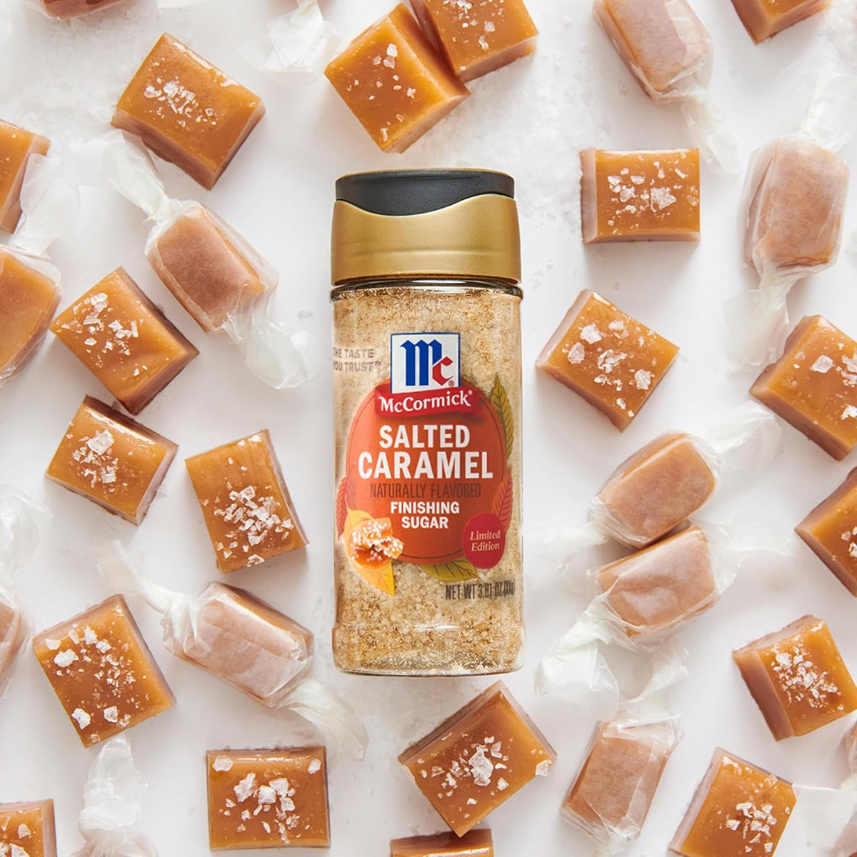 McCormick Finishing Sugar, Salted Caramel Coarse Sugar Blend – No-Heat Required Baking Topping for Family Movie Night Treats