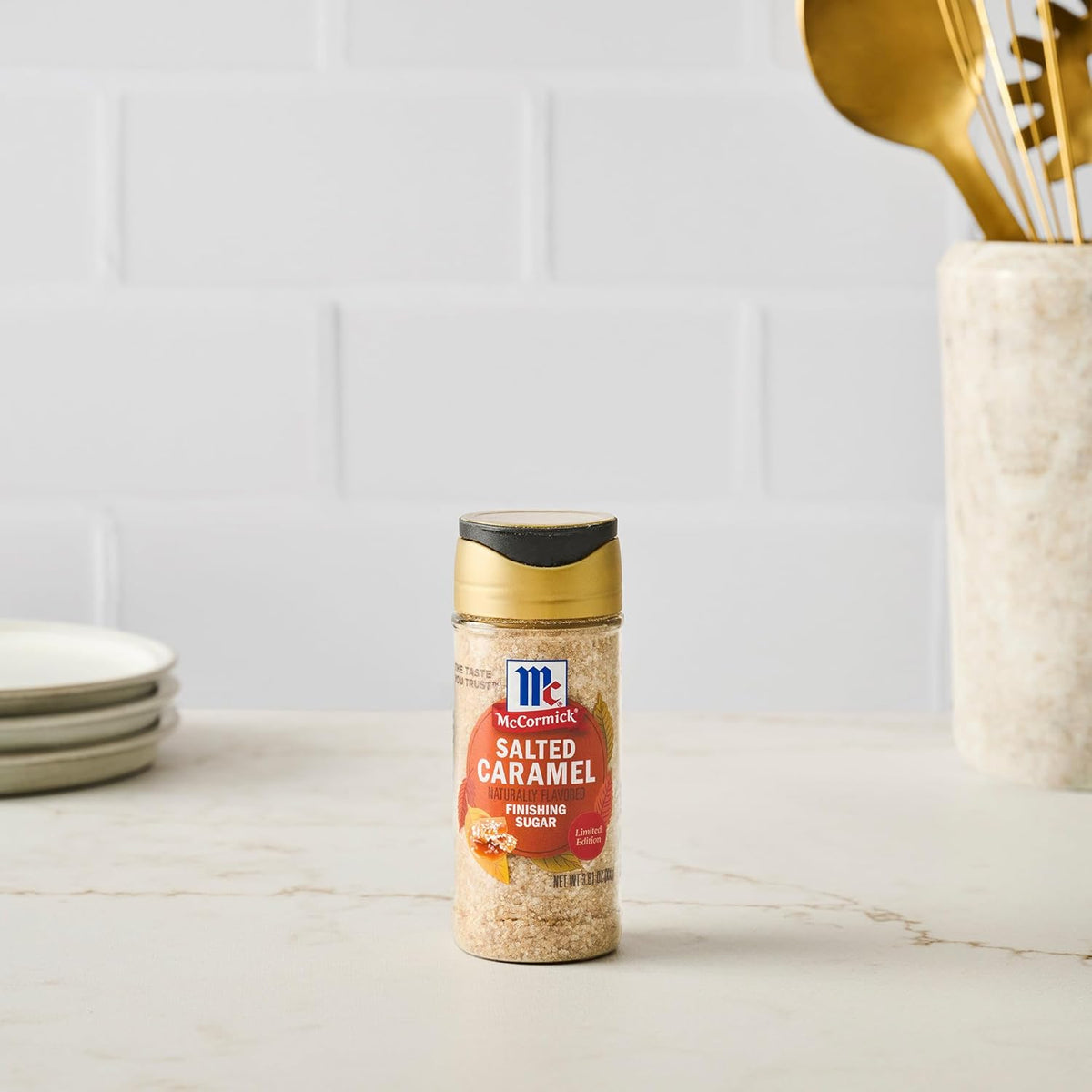 McCormick Finishing Sugar, Salted Caramel Coarse Sugar Blend – No-Heat Required Baking Topping for Family Movie Night Treats