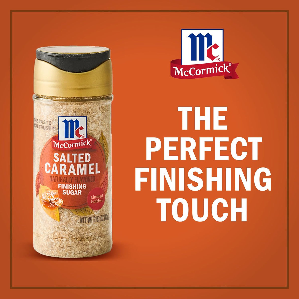 McCormick Finishing Sugar, Salted Caramel Coarse Sugar Blend – No-Heat Required Baking Topping for Family Movie Night Treats