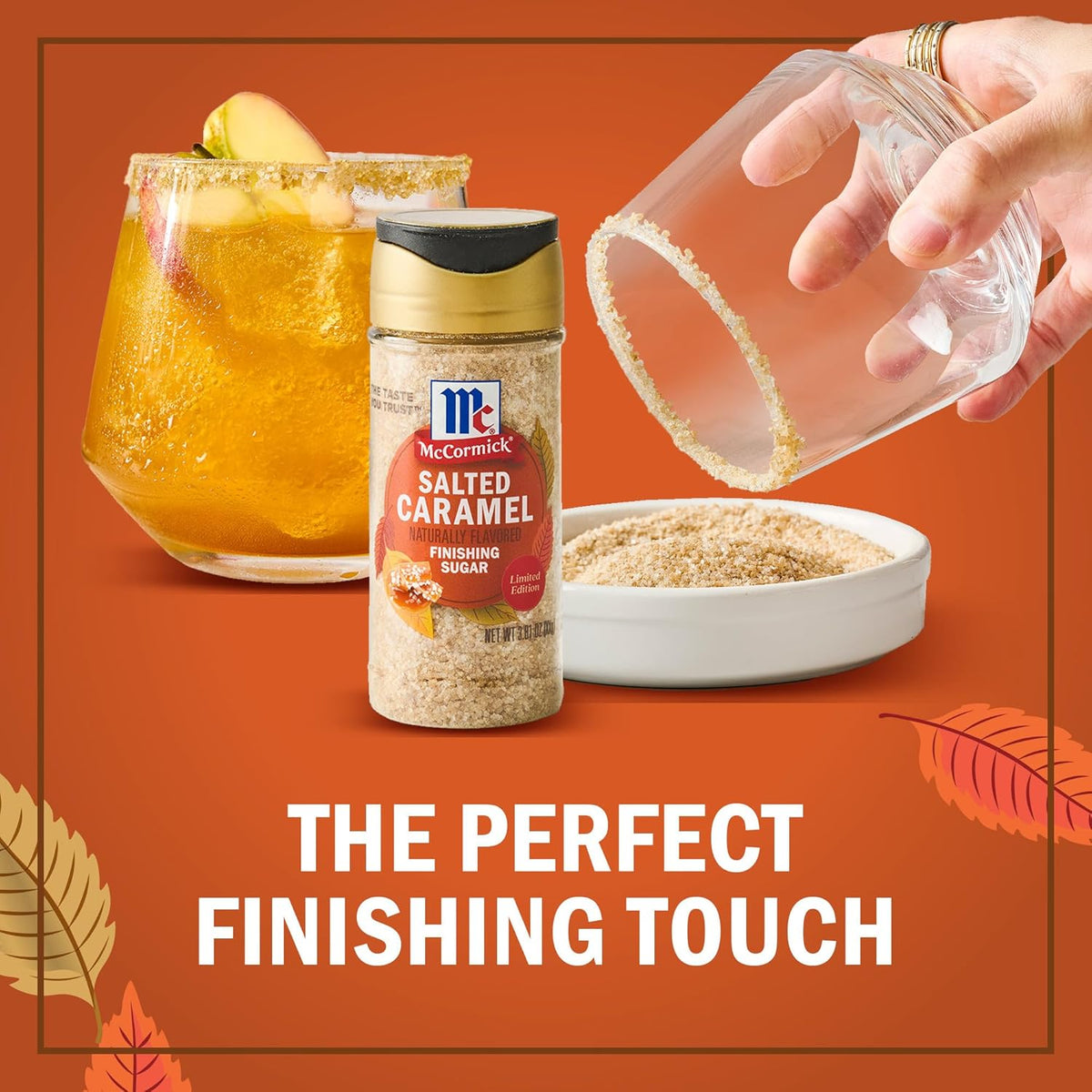 McCormick Finishing Sugar, Salted Caramel Coarse Sugar Blend – No-Heat Required Baking Topping for Family Movie Night Treats