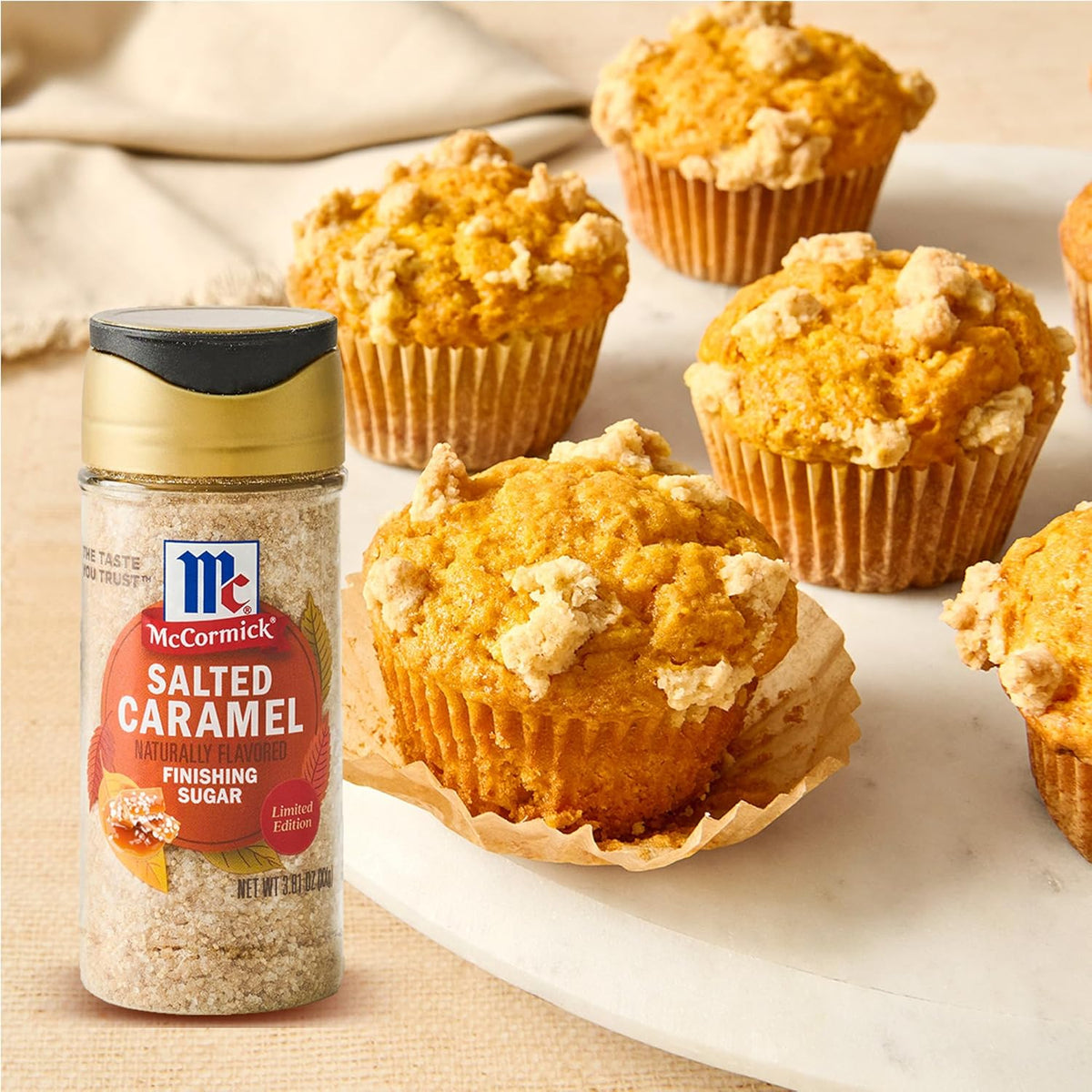 McCormick Finishing Sugar, Salted Caramel Coarse Sugar Blend – No-Heat Required Baking Topping for Family Movie Night Treats