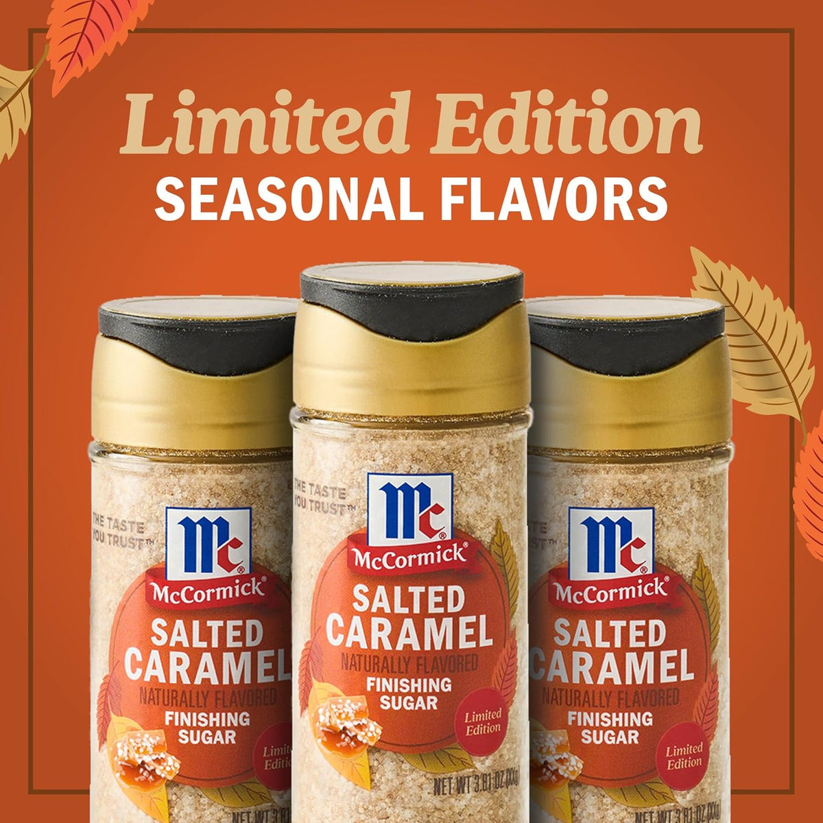McCormick Finishing Sugar, Salted Caramel Coarse Sugar Blend – No-Heat Required Baking Topping for Family Movie Night Treats