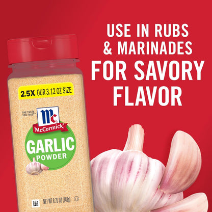 McCormick Garlic Powder – Fine-Texture Seasoning for Speedy Recipe Execution, 8.75 oz