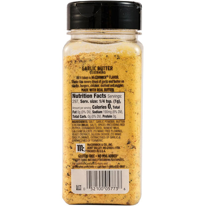 McCormick Grill Mates Garlic Butter Seasoning, Minimal-Ingredient Savory Blend for Clean Everyday Cooking