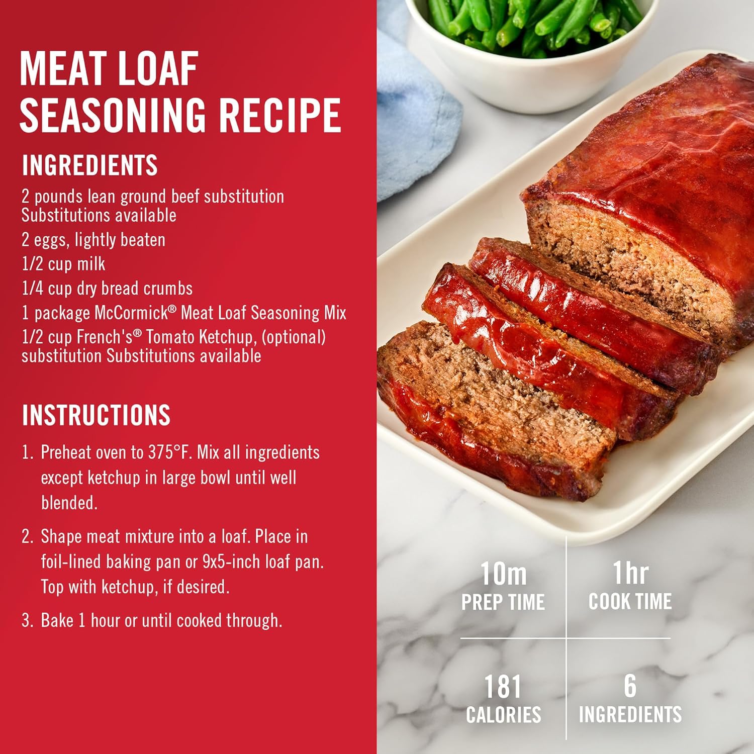 McCormick Meat Loaf Seasoning Mix – Simple Ingredient Pantry Staple for Clean Eating Households