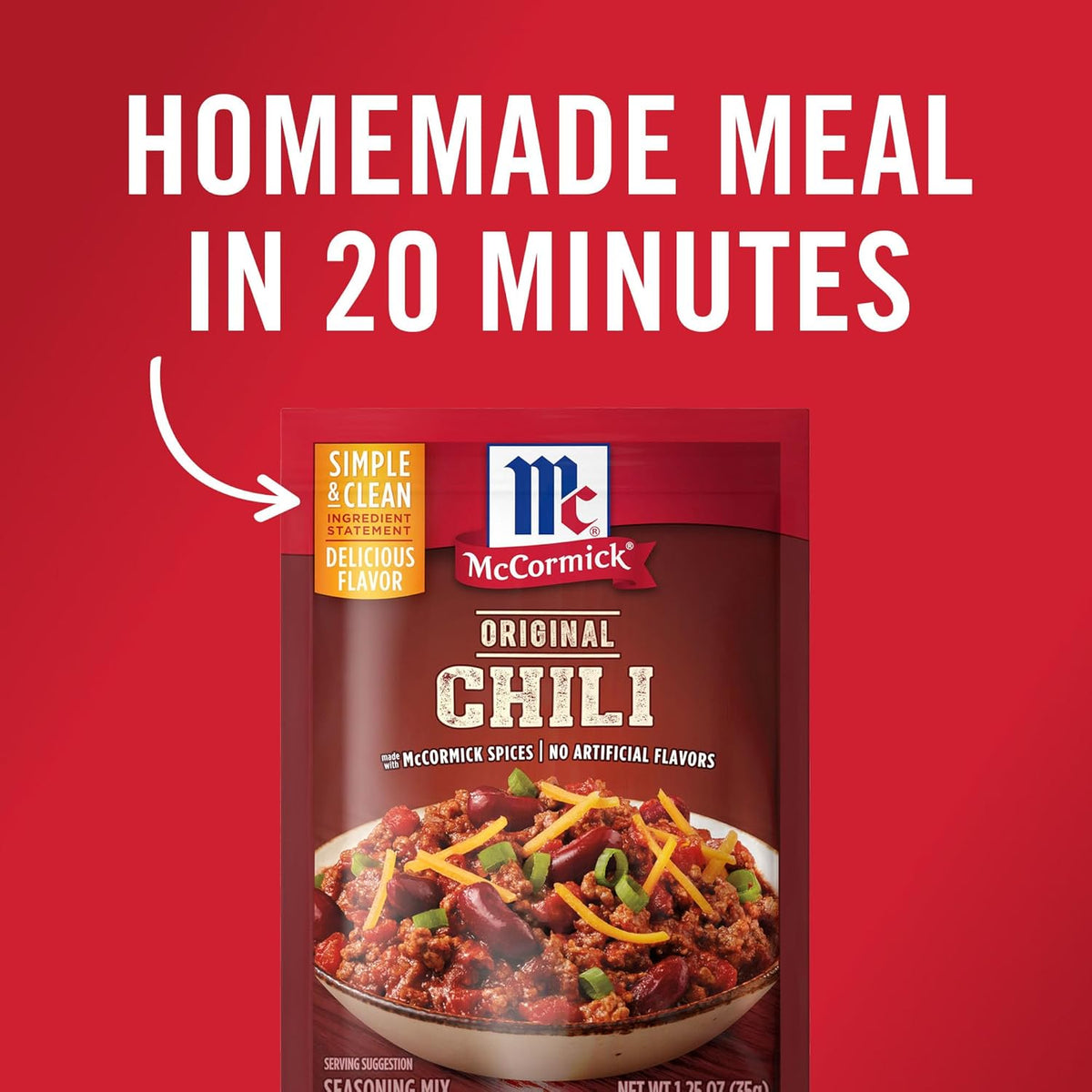 McCormick Original Chili Seasoning Mix for Plant-Based Dinners, Beans-Only Recipe Friendly