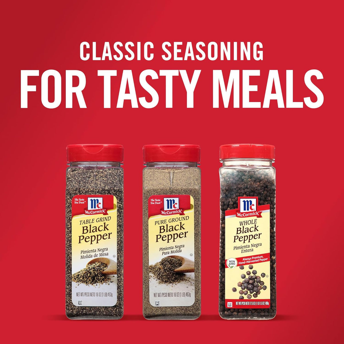 McCormick Pure Ground Black Pepper – 16 oz Shaker for Focused Home Cooks, Streamlined Weeknight Prep