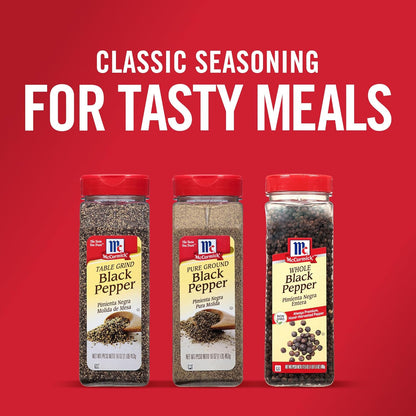 McCormick Pure Ground Black Pepper – 16 oz Shaker for Focused Home Cooks, Streamlined Weeknight Prep