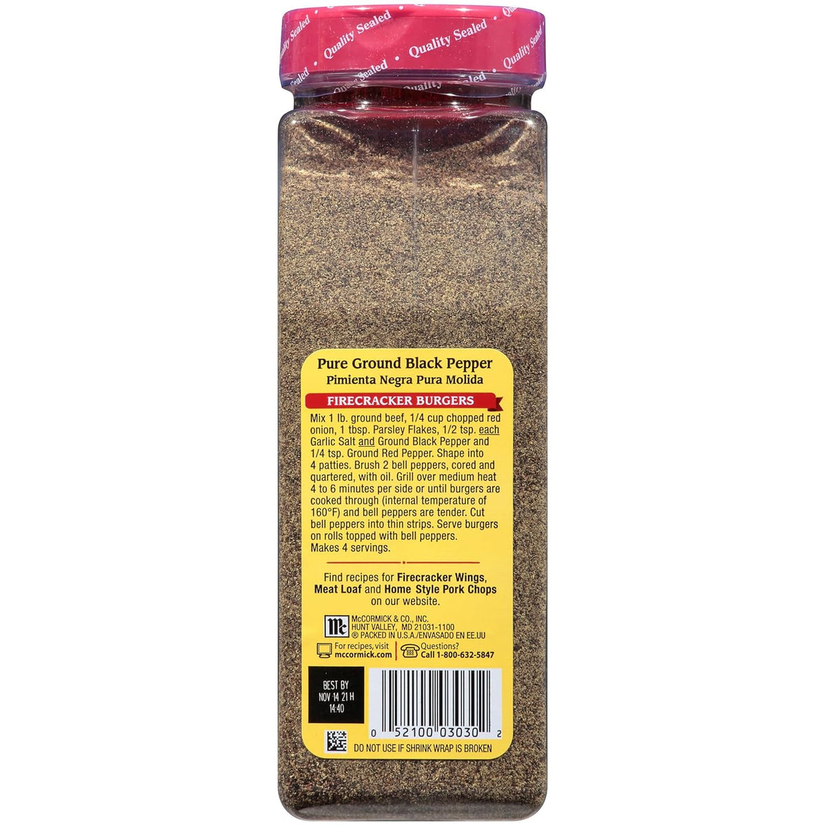 McCormick Pure Ground Black Pepper – 16 oz Shaker for Focused Home Cooks, Streamlined Weeknight Prep
