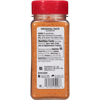 McCormick Taco Seasoning Mix – Cinco de Mayo Party Spice, Versatile for Tacos, Fajitas, and Chips