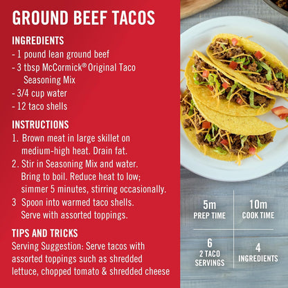 McCormick Taco Seasoning Mix – Cinco de Mayo Party Spice, Versatile for Tacos, Fajitas, and Chips