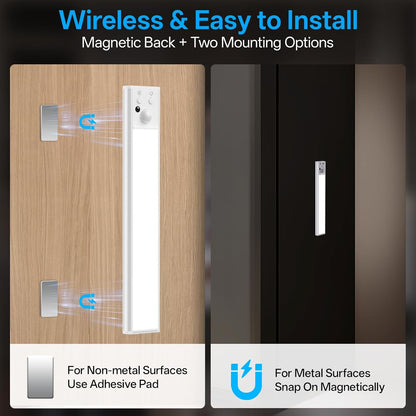 MCGOR Wireless Motion Sensor Light – Uncluttered Closet and Pantry Solution, Rechargeable Slim LED Bar
