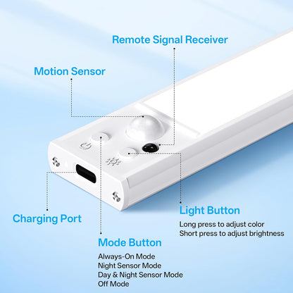 MCGOR Wireless Motion Sensor Light – Uncluttered Closet and Pantry Solution, Rechargeable Slim LED Bar